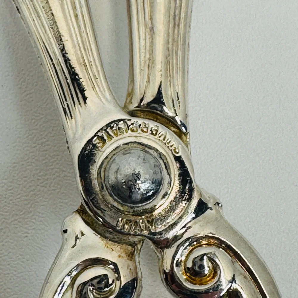 Gorham Heritage Silver Plated Pastry Salad Tongs Italy Ornate‎ Serving Vtg 11